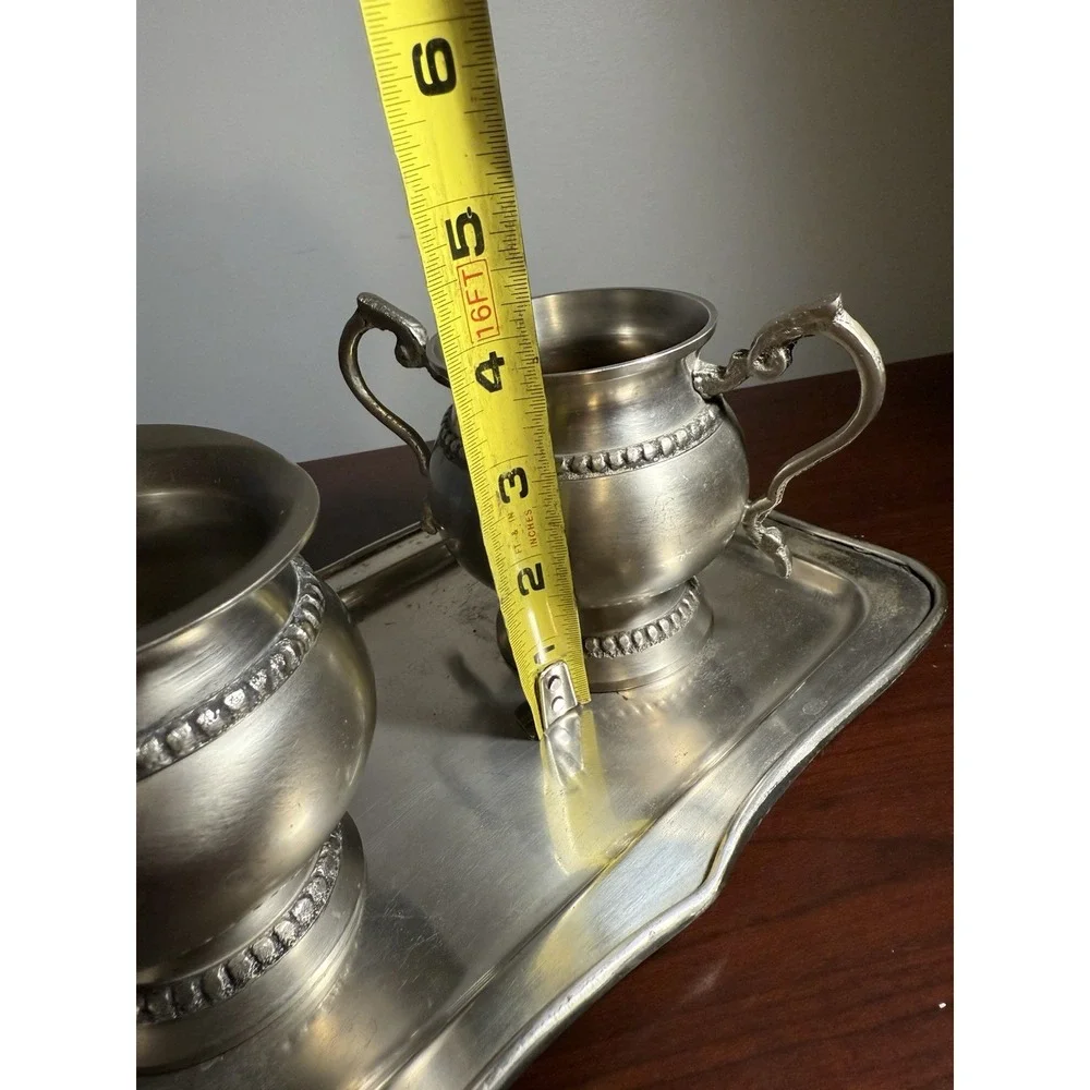 vintage silver-plated creamer and‎ sugar bowl set with a matching tray Unbranded